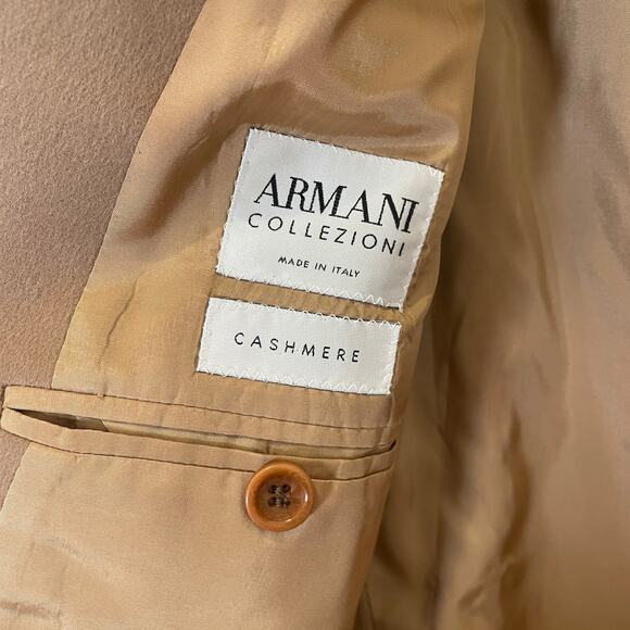 Armani Collezioni 100% Cashmere Blazer Jacket Camel Tan Barney's NY Career 10 M - Picture 3 of 8